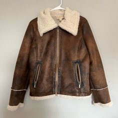 Women’s Size Large And In Good Condition. The Leather In The Last Photo Is Distressed, But It Gives The Jacket A Ruggedly, Worn Look. Suede Leather Jacket, Leather Jackets, East Coast, Suede Leather, Michael Kors, Jackets & Coats, Leather Jacket, Jackets For Women, Leather