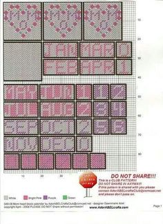 a cross stitch pattern with the words'do not share'in pink and white