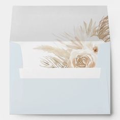 Blue Boho Pampas Grass Boy Baby Shower Envelope | Zazzle Elegant Envelope, Blue Exterior, Baby Showers, Shower Invitations