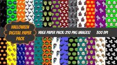 halloween digital paper pack with lots of different patterns