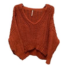 Brand: FREE PEOPLE Style: SWEATER Color: RUST Size: XS SKU: 103-103336-6787 CONDITION: GENTLY USED Burnt Orange Crew Neck Sweater, Orange V-neck Knit Sweater, Casual Knitted Sweatshirt For Fall, Cozy Orange Knit Top, Orange Knitted Long Sleeve Tops, Orange Long Sleeve Knitted Tops, Casual Orange Winter Sweater, Orange Ribbed Winter Sweater, Orange Knitted Top For Fall