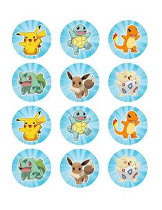 the pokemon cupcake toppers are shown