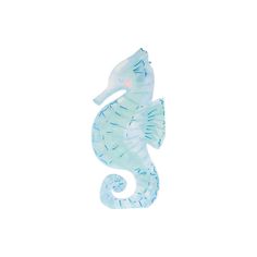 a blue seahorse on a white background