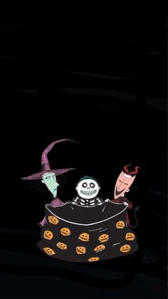 an animated image of a skeleton in a hat with bats and pumpkins on it