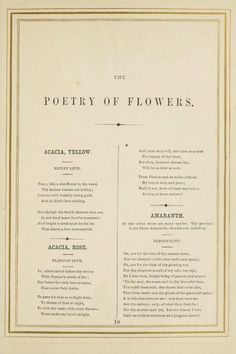 the poem of flowers is written in black and white