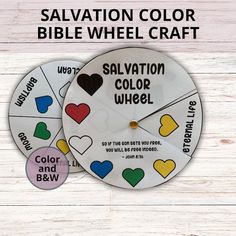 salvation wheel craft with the words salvation wheel on it and hearts in different colors for each wheel