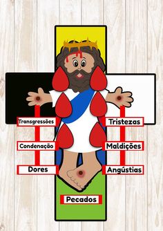 a paper cut out of the body of jesus with words in spanish and english on it