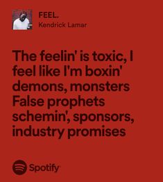 a red book cover with the words,'the feelinn is toxic, feel like i'm boxin demons