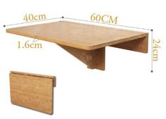 a wooden shelf with measurements for the top and bottom