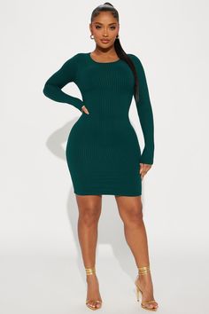 Available In Black And Hunter. Ribbed Mini Dress Long Sleeve Crew Neck Double Lined Stretch Self: 96% Polyester 4% Spandex Lining: 96% Polyester 4% Spandex Imported | Dena Double Lined Mini Dress in Hunter size Large by Fashion Nova Mini Dress Long Sleeve, Ribbed Mini Dress, Dress Long Sleeve, Dress Long, Fashion Nova, Dress Outfits, Long Sleeve Dress, Size Medium, Spandex