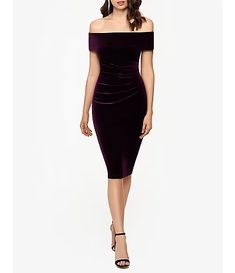 Women's Cocktail & Party Dresses | Dillard's Velvet Short Dress, Velvet Dress Short, Velvet Short, Velvet Bodycon Dress, Shoulder Stretch, Off Shoulder Dresses, Velvet Shorts, Womens Cocktail Dresses, Stretch Velvet