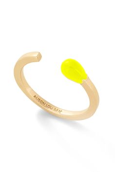 A signature Alison Lou classic. This ring is the perfect layering piece and adds a subtle pop of color. Unique Ring Designs, I Love Gold, Band Necklace, Alison Lou, Designer Rings, Stack Ring, Yellow Citrine, Neon Yellow, Silver Glitter