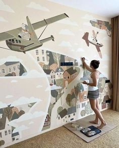 Wall Murals For Kids, Geometry Wallpaper, Kids Bedroom Wall Decor, Bedroom Wall Decoration, Kids Bedroom Walls, Modern Kids Room, Murals For Kids, Wall Murals Painted, Kids Bedrooms