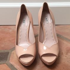 These Beautiful Heels Are Brand New. They’ve Only Been Worn At The Store And Around The House In Attempt To Try Them On. They Come With Original Dust Bags. The Rectangle You See On The Bottom Of The Right Shoe Is From A Sticker That Was Removed. Luxury Open Toe Miu Miu Heels, Miu Miu Open Heel Leather Heels, Luxury Open Toe Heels By Miu Miu, Miu Miu Leather Open Heel Heels, Luxury Miu Miu Open Toe Heels, Blush Heels With Sculpted Heel, Miu Miu Luxury Open Heel Heels, Luxury Miu Miu Open Heel Heels, Blush Leather High Heel Shoes