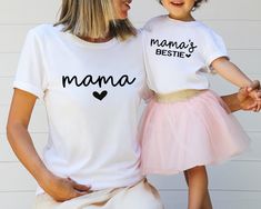 Mama and Mama's Bestie Tshirts, Mom and Baby Shirts, Mommy And Me Shirts, Family Matching Shirts, Mama Mini Matching Shirts,Mom and Daughter ❀DETAIL❀ For printing, we use Bella Canvas and Gildan SoftStyle brand shirts, which are the best in the industry. *Bella Canvas -unisex size -4.2 oz. -Solid colors are 100% Combed Cotton and Ring-Spun Cotton. -Athletic Heather 90% Combed and Ring-Spun Cotton, 10% Polyester -All Heather CVC Colors 52% Combed and Ring-Spun, 48% Polyester *Gildan SoftStyle -un Mom And Me Shirts, Mother Daughter Shirts, Personalized Gifts For Women, Daughter Shirts, Mama And Mini, Mommy And Me Shirt, Matching Mom, Mom And Me, Baby Boy Clothing