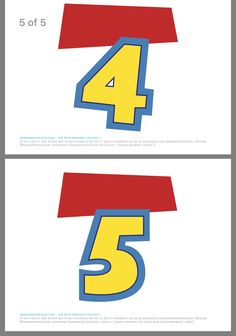 the number four is shown in blue, yellow and red