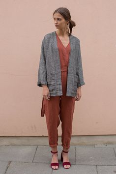 "This kimono style inspired women's blazer/cardigan is double washed to create a soft and comfortable feel and look. It can be worn with a skirt as a more business look or with jeans to create a casual look. You can wear it with a cotton tape belt for a more feminine look. As it is made from 100% linen, even allergic or people with sensitive skin can wear it. Also, it is great for warm summer evenings, as it is breathable material. ABOUT US LINEN ID was born from desire to embrace things that ac Casual Linen Kimono For Loungewear, Summer Linen Long Sleeve Outerwear, Long Sleeve Ramie Outerwear For Summer, Casual Summer Ramie Outerwear, Casual Outerwear In Relaxed Fit Made Of Ramie, Relaxed Fit Linen Long Sleeve Cardigan, Relaxed Linen Long Sleeve Cardigan, Spring Relaxed Fit Ramie Outerwear, Casual Outerwear With Kimono Sleeves