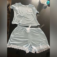 Fashion Nova Star Dust Light Blue 2 Piece Pj Shorts Set. Brand New Blue Sets For Relaxation In Spring, Blue Short Sets For Loungewear, Blue Stretch Sleepwear Sets, Light Blue Stretch Sleepwear For Loungewear, Pj Shorts Set, Star Dust, Sleepwear Fashion, Pj Shorts, Short Pj Set