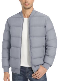 Stay warm and stylish with our Men's Puffer Casual Quilted Long Sleeve Bomber Jacket. This jacket features a quilted design and long sleeves to provide extra warmth and protection against the elements. Its casual yet fashionable look is perfect for any occasion. Fabric type Polyester SIZE NECK CHEST WAIST SLEEVE S 14-14½″ 34-36″ 28-30″ 32-33″ M 15-15½″ 38-40″ 32-34″ 33-34″ L 16-16½″ 42-44″ 36-38″ 34-35″ XL 17-17½″ 46-48″ 40-42″ 35-36″ 2XL 18-18½″ 50-52″ 44-46″ 36-37″ 3XL 19-19½″ 54-56″ 48-50″ 37 Green Puffer, Mens Puffer Jacket, Red Puffer, Winter Outwear, Party Business, Winter Knit Hats, Blue Camo, Casual Coat, Outdoor Wear