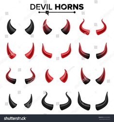 devil horns set on white background - miscellaneous objects