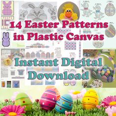 This listing is for 1 PDF containing 14 Easter patterns for plastic canvas. This PDF pattern is just a collection of many different Easter patterns I have found over the internet. #Magnets, #Tissue Boxes, #Wall hanging, #Baskets and more in #Chicks, #Bunnies, #Eggs and #peeps The pattern is digitally downloadable after cleared payment. Just click on your "purchases and reviews" to locate the digital file. ----->   Patterns are in PDF in a zipped folder. You must be able to open/view PDF files to use this pattern. If you can not view PDF on your device you can try this: https://get.adobe.com/reader/  <----- ------------------------------------------------------------ Follow my CUT MY CANVAS page on Facebook for FREE patterns, sales, tips, tricks and more: https://www.facebook.com/UndoBadKar Easter Plastic Canvas Patterns, Plastic Canvas Easter, Plastic Canvas Pattern, Plastic Canvas Tissue Boxes, Egg Basket, Easter Bunny Rabbit, Coloring Eggs, Jack And Sally, Plastic Flowers