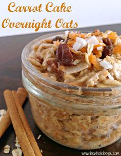 a glass jar filled with granola cake overnight cats