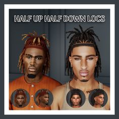 two men with dreadlocks are shown in this ad for hair up half down los