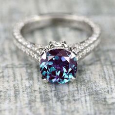 3.2 Carat Alexandrite Engagement 14K White Gold Ring Diamond Sapphire Engagement Ring, Sapphire Diamond Engagement, Moissanite Engagement Ring Halo, Yellow Engagement Rings, Alexandrite Engagement Ring, Alexandrite Ring, Deco Engagement Ring, 19 Days, White Gold Engagement