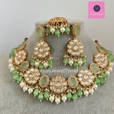 Mint Fine Kundan Indian Bridal Necklace, Wedding necklace, Fine kundan jewelry, Pakistani Jewelry, Indian Jewelry, Bridal Jewelry Gold-plated foiled Kundan necklace set.  Regular Size And Adjustable Ships from California, USA Delivery in 2-5 business days in the USA. Other designs can be found here https://www.etsy.com/listing/1381240765/premium-quality-gold-plated-silver?click_key=e1a9e46c1ba3dcb2d7ddeb00610b709b7497bd62%3A1381240765&click_sum=5b5797e9&ref=shop_home_active_511&pro=1&frs=1&sts=1 https://www.etsy.com/listing/1266279586/premium-quality-gold-plated-silver?click_key=ac3f9678a67e3cb7b0f157cdf3d63e11bd1206cf%3A1266279586&click_sum=258e6572&ref=shop_home_active_20&pro=1&frs=1&sts=1 https://www.etsy.com/listing/1269817669/emerald-gold-victorian-uncut-polki?ref=listings_manager_gri Diwali Kundan Bridal Necklace, Round Kundan Bridal Sets For Diwali, Kundan Bridal Sets For Diwali With Round Design, Traditional Pista Green Jewelry For Wedding, Pista Green Jewelry For Festive Wedding, Kundan Temple Necklace With Gota Work For Weddings, Kundan Necklace For Wedding, Hand Set Round Kundan Necklace, Indian Bridal Necklace