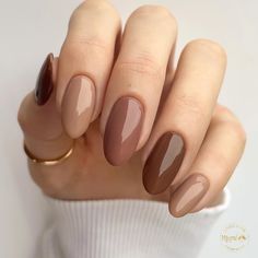 Nails Design Brown Color, Marron Nails, Cappuccino Nails, Beige Manicure, Ongles Beiges, Fall Gel Nails, Cute Nails For Fall