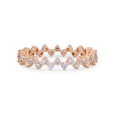 a rose gold ring with diamonds