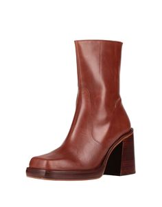 leather, no appliqués, solid color, fully lined, zipper closure, square toeline, square heel, rubber sole, contains non-textile parts of animal origin, ankle boots , Color: Tan , Size: 10 Tan Women, Tan Woman, Wedge Boot, Ankle Boot, Ankle Boots, Wedges, Textiles, Solid Color, Zipper