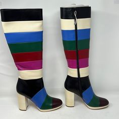 Authentic And New. Original Box And Dust Bag Included Chic Multicolor Leather Boots, Valentino Garavani Shoes, Vintage Closet, Over The Knee Boots, Over The Knee, Valentino Garavani, Knee High Boots, High Boots, Knee High