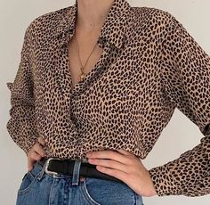 Leopard Blouse, Outfit Jeans, Emo Outfits, Moda Vintage, Vintage Glamour, Looks Style