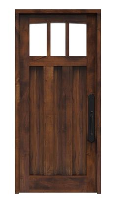 the front door is made from wood and has three glass panels on each paneling