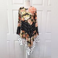 This Beautiful Tunic Top Is Hand Made And Very Unique. You Won’t Be Able To Find One The Same Anywhere. The Material Is Stretchy And Very Comfortable To Wear. Hippie Tank Tops, Christmas Tunic, Long Pencil Skirt, Tunic Style Tops, Floral Print Tunic, Embroidered Tunic Top, Repurposed Clothing, Floral Tunic Tops, Printed Tunic Tops