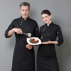 Chef Uniforms Long-sleeved Men and Women Hotel Canteen Work Clothes Cake Baker Kitchen Work Uniforms Chef Jacket and Apron, Men's, Size:Large, Black Size: L. Black Chef Uniform, Chefs Uniform, Baker Kitchen, Black Cook, Cook Clothes, Chef Costume, Hotel Worker, Chef Uniforms, Bakers Kitchen