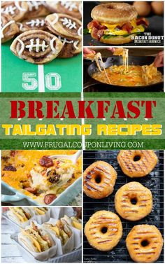 collage of breakfast tailgating recipes with text overlay