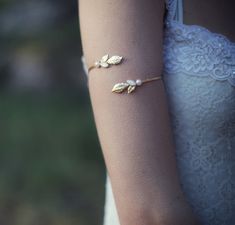 Fawn Arm Bracelet Pearl and Leaves Gold Bridal Jewelry Gold | Etsy Wedding Arms, Armlet Gold, Bridal Jewelry Gold, Gold Bridal Jewelry, Egypt Jewelry