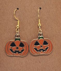 Handmade jack-o-lantern earrings. Gold-plated and hypoallergenic. Please allow 1-2 business days for shipping. Ships from Tennessee. Lantern Earrings, Jack O, Lebanon, Jack O Lantern, Earrings Gold, Favorite Jewelry, Tennessee, Jewelry Earrings Dangle, Lanterns