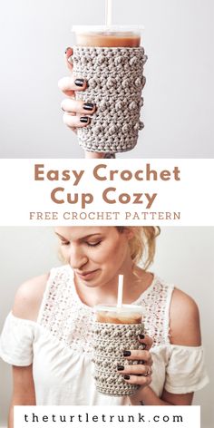 the crochet cup cozy pattern is easy to make and looks great on someone's face