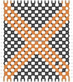 an orange and black checkered pattern with white dots on the center, in two rows