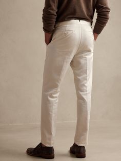 An instant sellout this summer, this iconic suit returns brimming with all the details that made it a favorite.  This decadent suit pant is crafted from soft organic cotton fused with the luxurious texture of linen for natural breathability, no matte Suit Pant, Slim Leg, Slim Legs, The Details, Made It, Khaki Pants, This Summer, Organic Cotton, Slim Fit