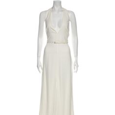 Halston Heritage Evening Gown White/Ivory Sleeveless With V-Neck Concealed Zip Closure At Back Designer Fit: Dresses By Halston Heritage Typically Fit True To Size. Nlc160637 Formal Dress Size: 10 (M) Length: Long Item #: 28543497 White V-neck Maxi Dress For Gala, White V-neck Evening Gown, White Halter Neck Dress For Formal Occasions, White Halter Neck Formal Dress, White Floor-length Evening Dress For Dinner, Elegant Sleeveless White Gown, White Floor-length Gown For Dinner, White Halter Neck Evening Dress For Formal Occasions, White Backless Maxi Dress For Formal Occasions