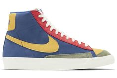 Nike Blazer Mid 77 Puff N Stuff - DC9179-476 Nike Blazer Mid 77 Blue, Nike Blazer Blue, Blazer Shoes, Blazer Mid 77 Vintage, Yellow Nikes, Nike Blazer Mid 77, Nike Blazer Mid, Nike Blazers Mid, Coastal Blue