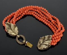 "Presented is a piece of art from Art Deco period. Italian Mediterranean salmon coral bracelet is 8\" long. The weight is 27.9 grams Museum quality sterling clasp is 3\" long, 3/4\" wide. 5 strands of hand cut fine polished coral beads approx. 4mm diameter. The back of one side of the push-in sterling clasp professionally repaired. There is no hallmarks, tested for sterling. Very good vintage condition commensurate with age. Jewelry box shown for display only." Italian Salmon, Mediterranean Salmon, Coral Bracelet, Clasp Bracelet, Crystal Dangle Earrings, Art Deco Period, Coral Beads, Bracelet Clasps, Star Art