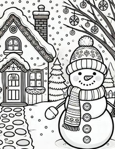 2 Winter Coloring Pages Snowman and Cozy House Printable PDF - Etsy Thanksgiving Cute Coloring Pages, Seasonal Coloring Pages, Detailed Christmas Coloring Pages, Winter Animals Coloring Pages, Winter Colouring Pages, Winter Coloring Pages Free Printable, Colouring Pages Christmas, Nutcracker Coloring Pages, Adult Christmas Coloring Pages