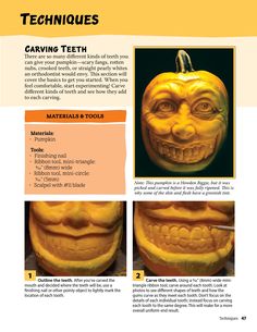 pumpkin carving instructions for carving teeth and smiling faces