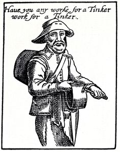 an old drawing of a man in a hat and coat with his arms folded out