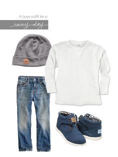 Rainy day outfit. White tee, jeans, toms, beanie. So cute. Vetements Shoes, Man Style, Rainy Day Outfit